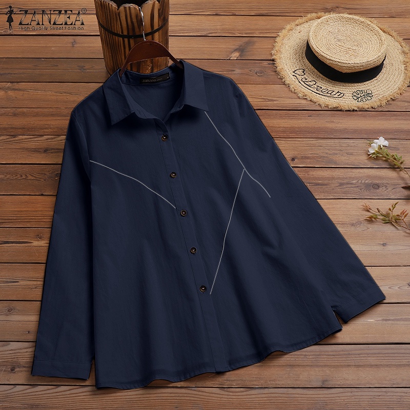 Áo sơ mi Zanzea tay dài cổ bẻ nút cài thời trang nữ tính thanh lịch