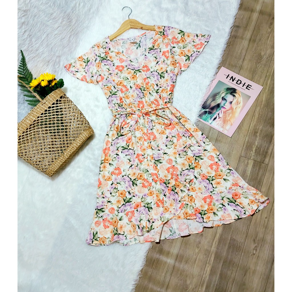 Đầm Kiểu NAIF Họa Tiết Hoa Liền Thiết Kế 3 Màu (Hồng Đỏ/ Hồng Vàng/ Hồng Trắng) - Dáng Ngắn, Nhẹ Nhàng, Nữ Tính