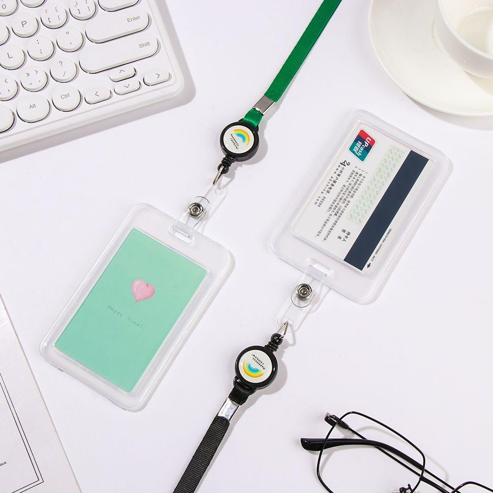 Bao Đựng Thẻ ID Bằng Da PU Họa Tiết Hoạt Hình Rút Dây Có Thể Thu Gọn