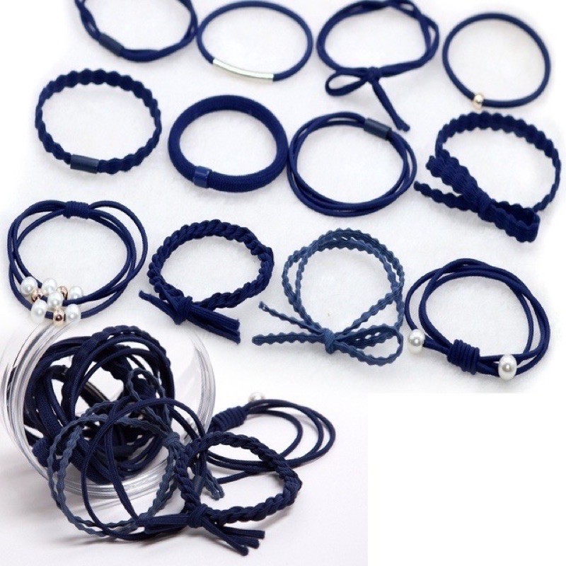 Full box - Set 12 dây buộc tóc kiểu Hàn Quốc.