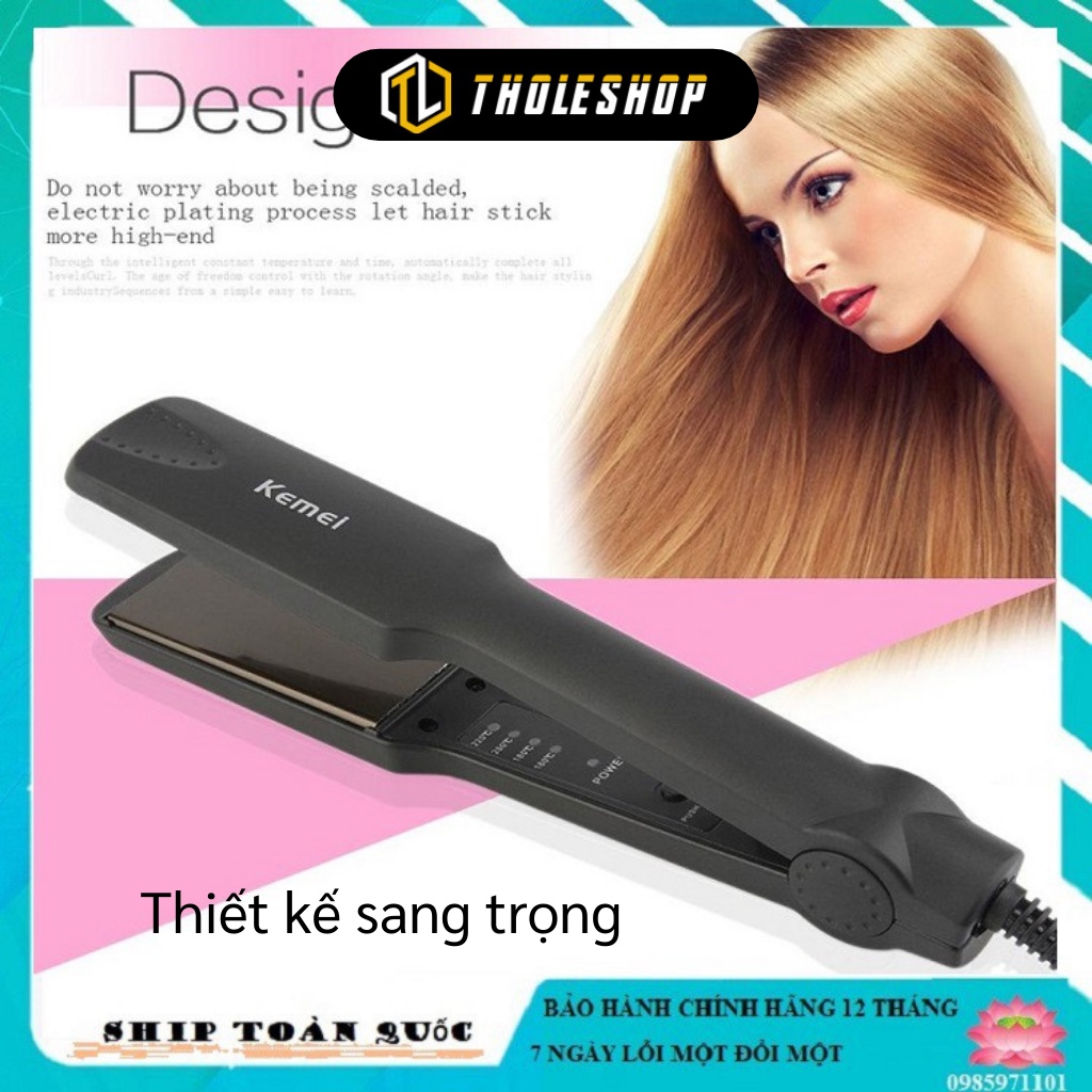 Máy Duỗi Tóc - Máy Ép Thẳng Tóc Tạo Kiểu 4 Mức Nhiệt Kemei KM-329, An Toàn 7647