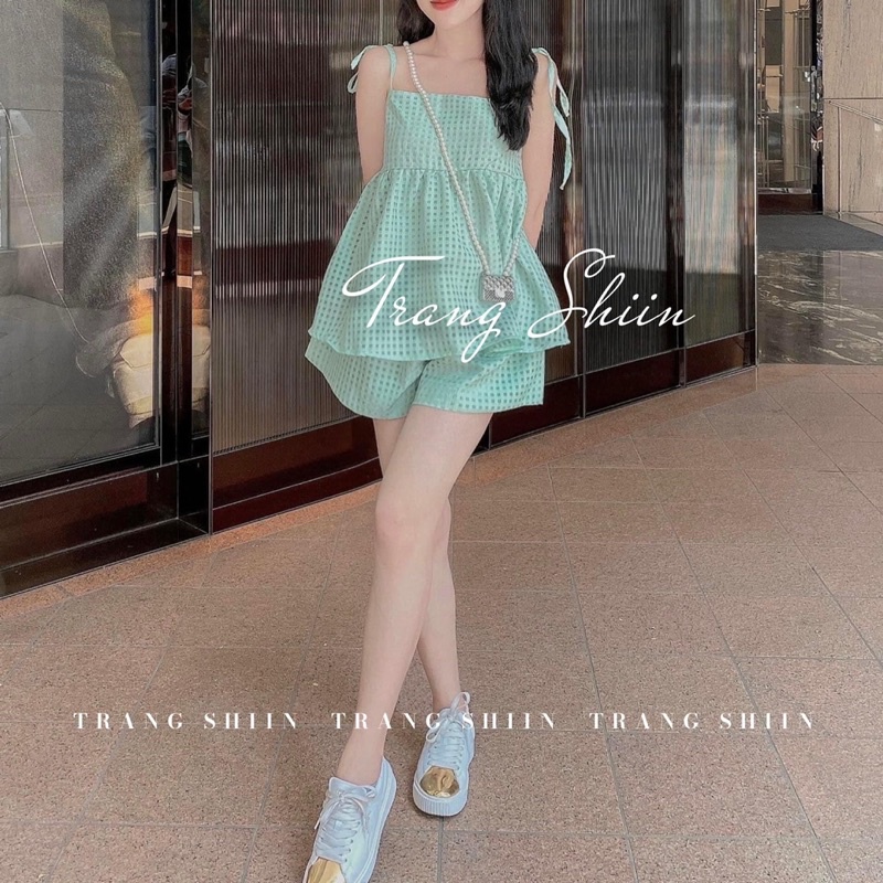 SÉT ÁO 2S LỖ LƯỚI + QUẦN SHORT 3M