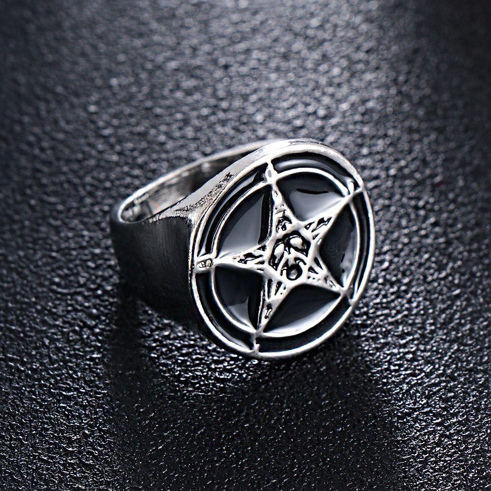 Nhẫn Hình Chữ Thập Phong Cách Gothic Punk Rock Satan