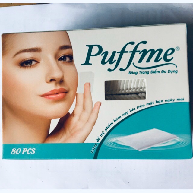 Bông tẩy trang đa dụng Pufme (100% cotton thiên nhiên, mềm mại ,mịn màng, không để lại xơ bông trên da)(80 miếng)