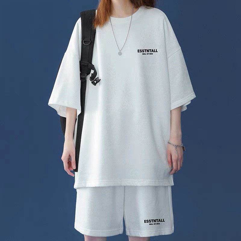 SÉT BỘ UNISEX CHẤT LIỆU THUN COTTON LẠNH DỄ MẶC CHE KHUYẾT ĐIỂM NAM NỮ ĐỀU MẶC ĐƯỢC ESSENTL H.H.P