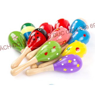 Lục Lạc Gỗ Cầm Tay, Nhạc Cụ Maracas Cho Bé (Loại to 20cm)