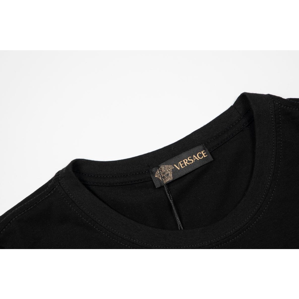 Áo Thun Tay Ngắn Chất Liệu Cotton Thêu Họa Tiết Versace Thời Trang Unisex