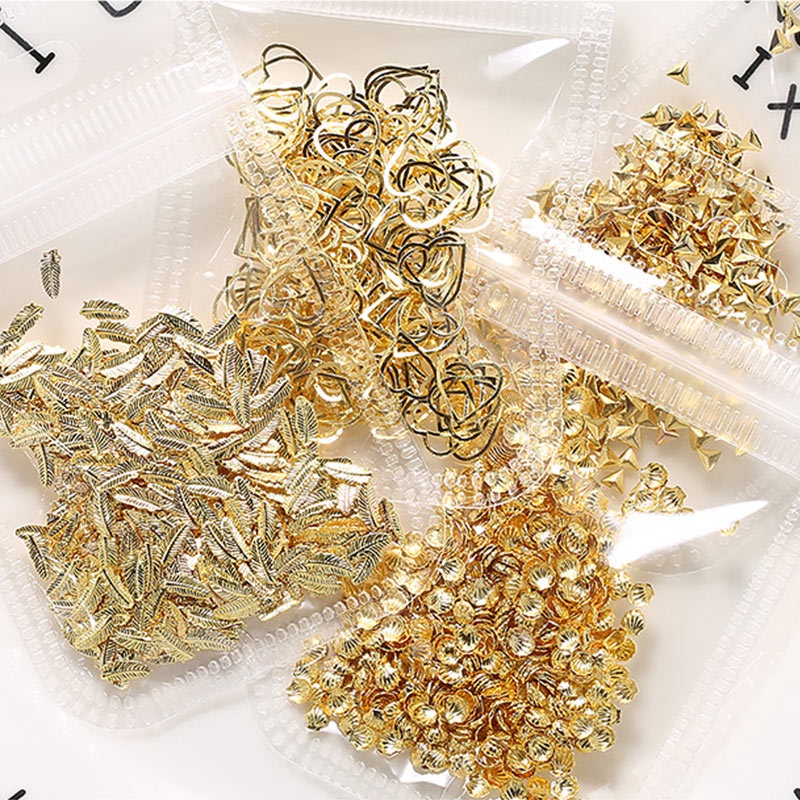 Set 500 hạt đính móng ROU BAO bằng kim loại nhiều kiểu dáng trang trí nghệ thuật DIY