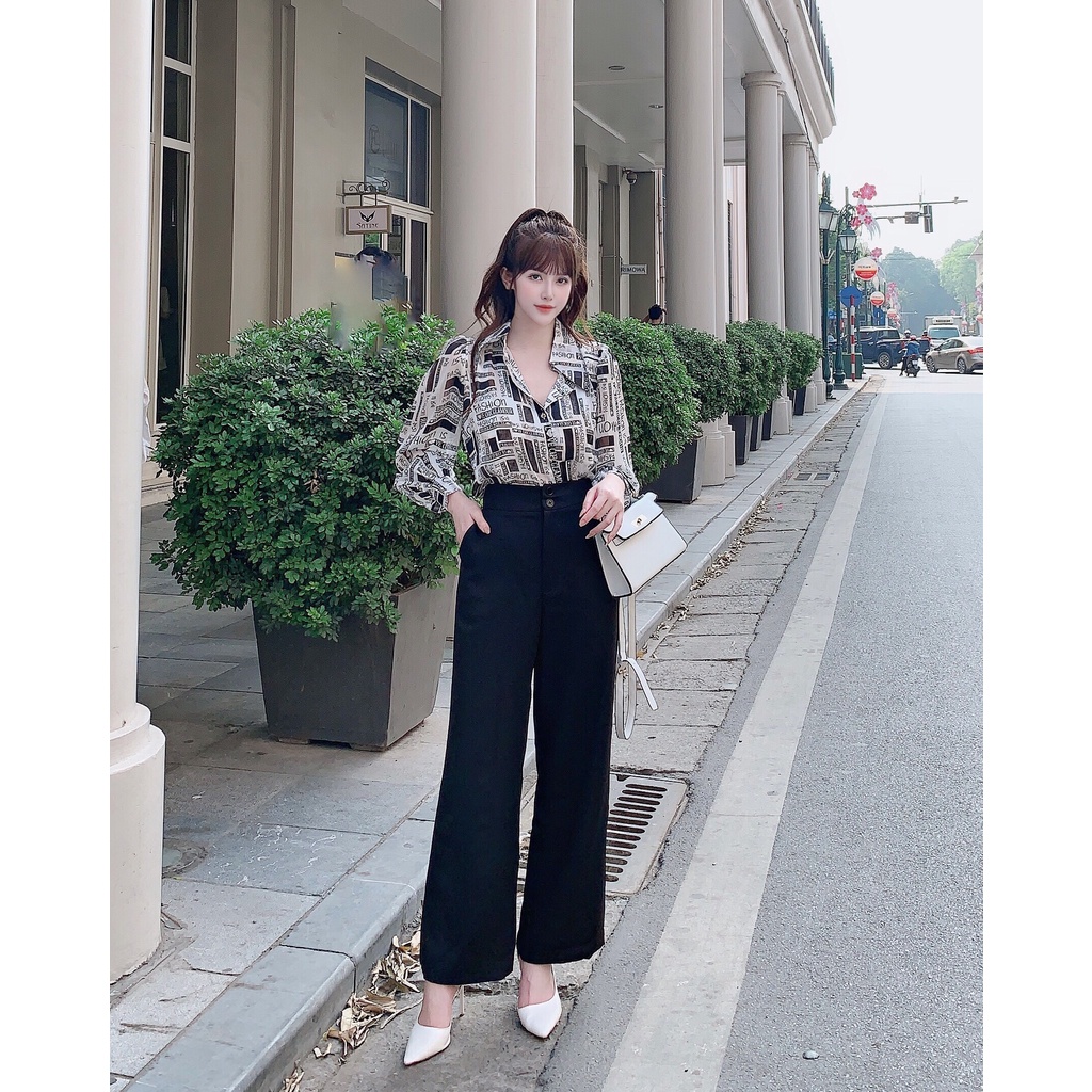 Áo sơ mi hoạ tiết chữ chất liệu lụa thời trang thoáng mát - LL012 | BigBuy360 - bigbuy360.vn