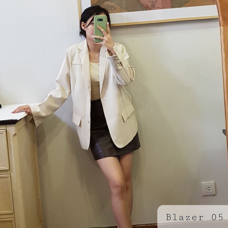 [BLAZER 05] Blazer freesize dài tay hai lớp màu trơn phong cách Hàn Quốc