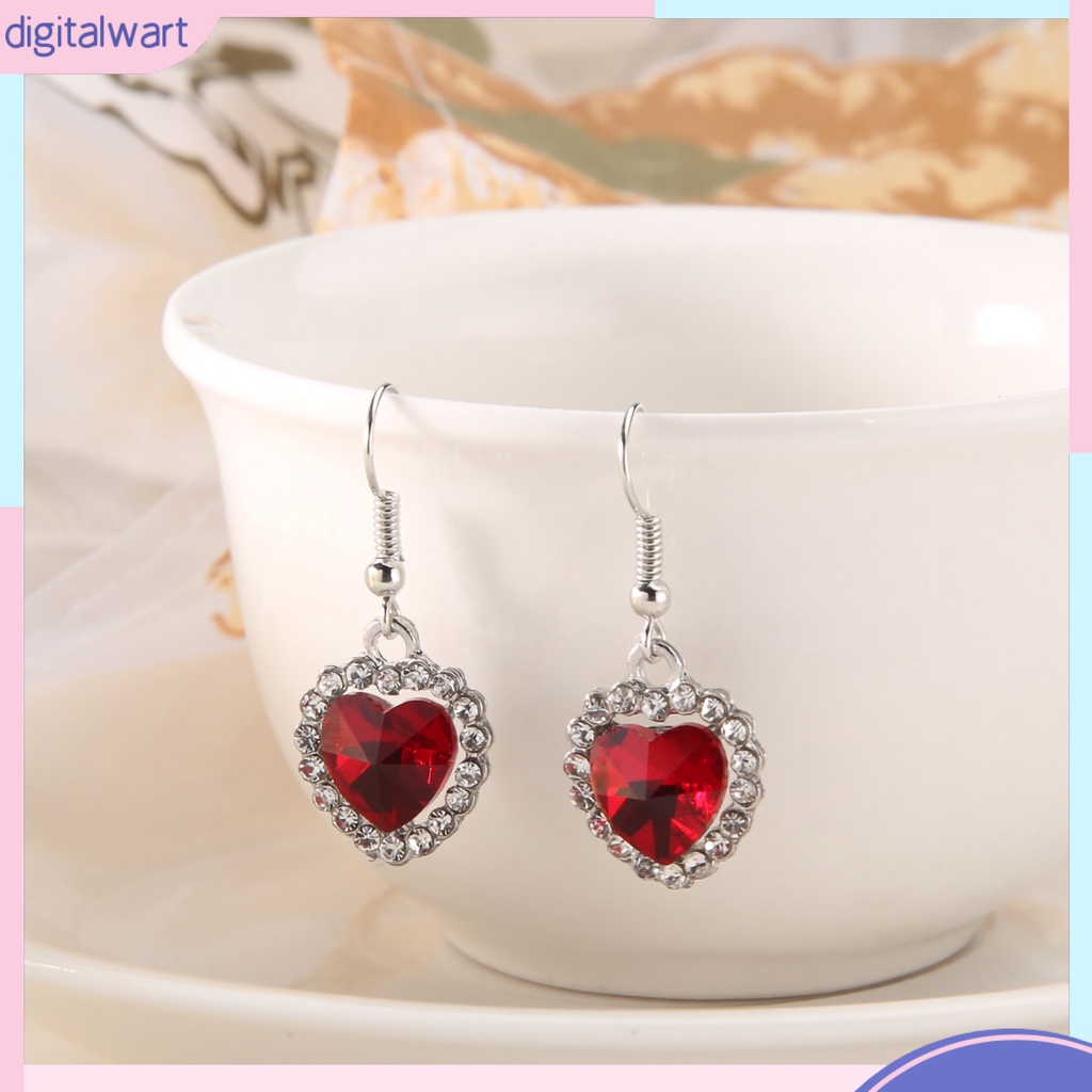 Khuyên tai hình trái tim đính đá thanh lịch cho nữ