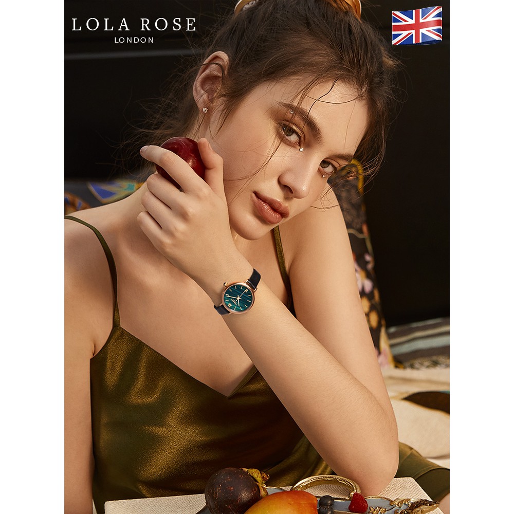 [Mã LTP50 giảm 50000 đơn 150000] Đồng hồ nữ chính hãng cao cấp Lola Rose mặt tròn 30mm đá malachite may mắn thiết kế