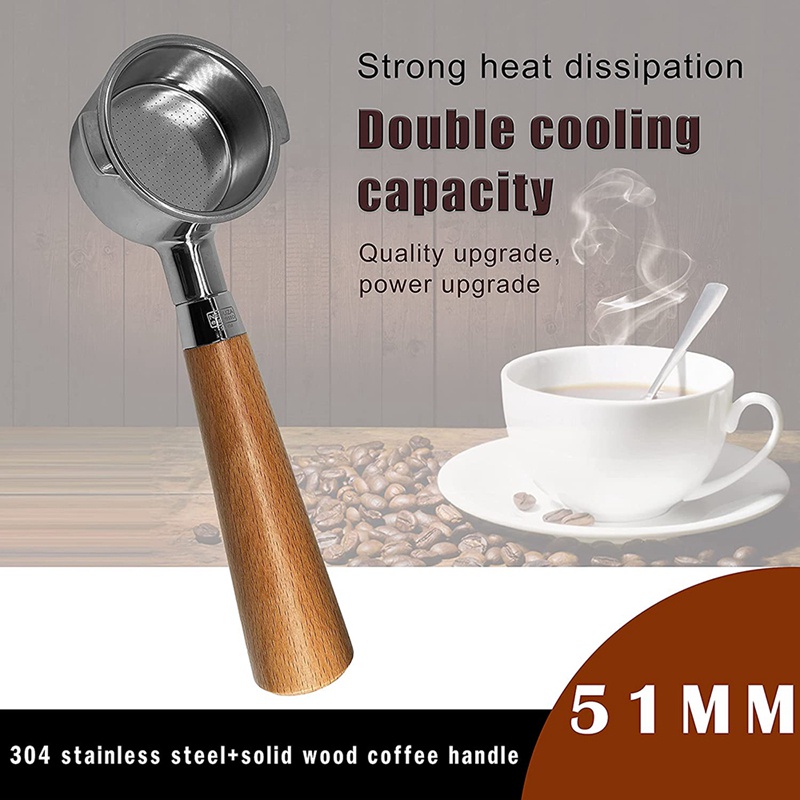 Bộ lọc chân dung không đáy cà phê 51mm Tương thích với Máy pha cà phê DeLonghi Icona ECP ECOV311, Không có giá đỡ bộ lọc cơ sở