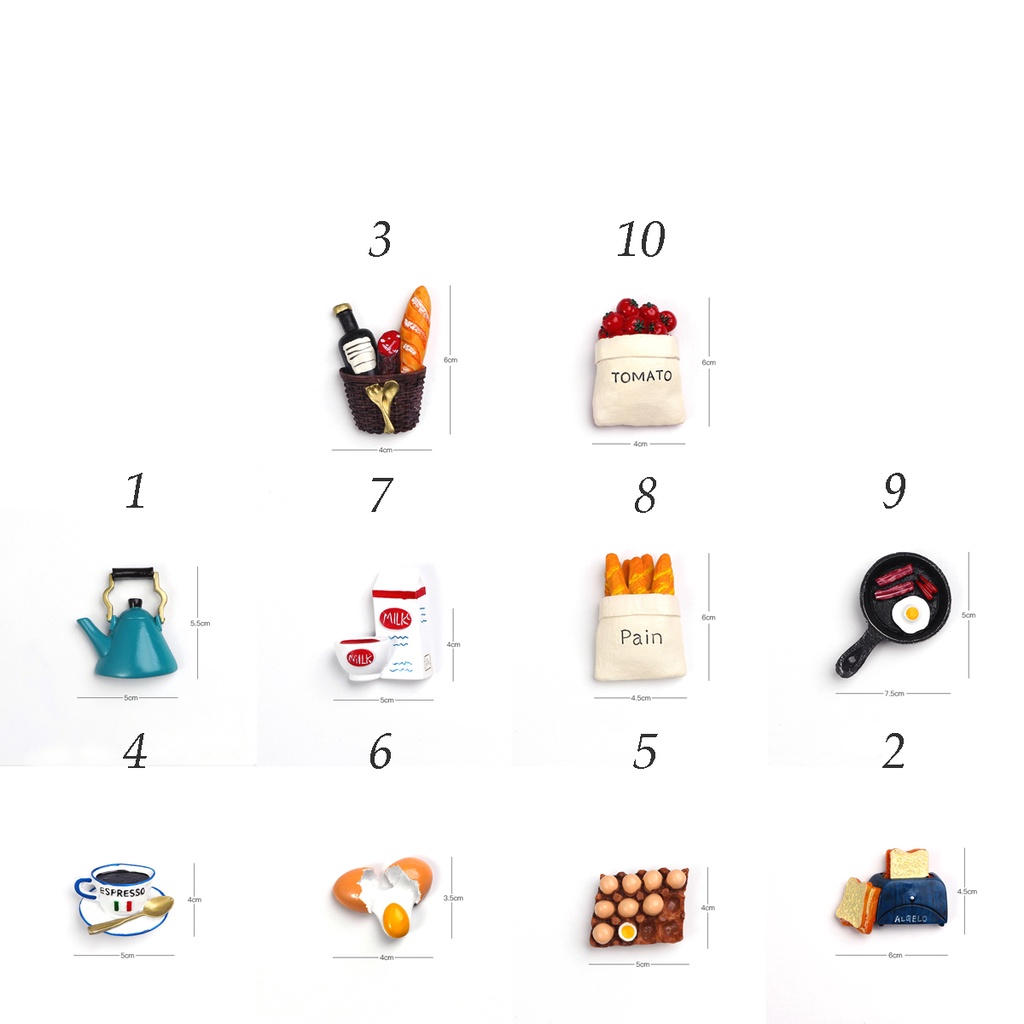 Miếng dán nam châm SJJL trang trí tủ lạnh kiểu bánh mì và nốt nhạc ngộ nghĩnh