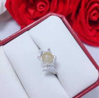 Nhẫn bạc nữ Hồ ly đá tự nhiên