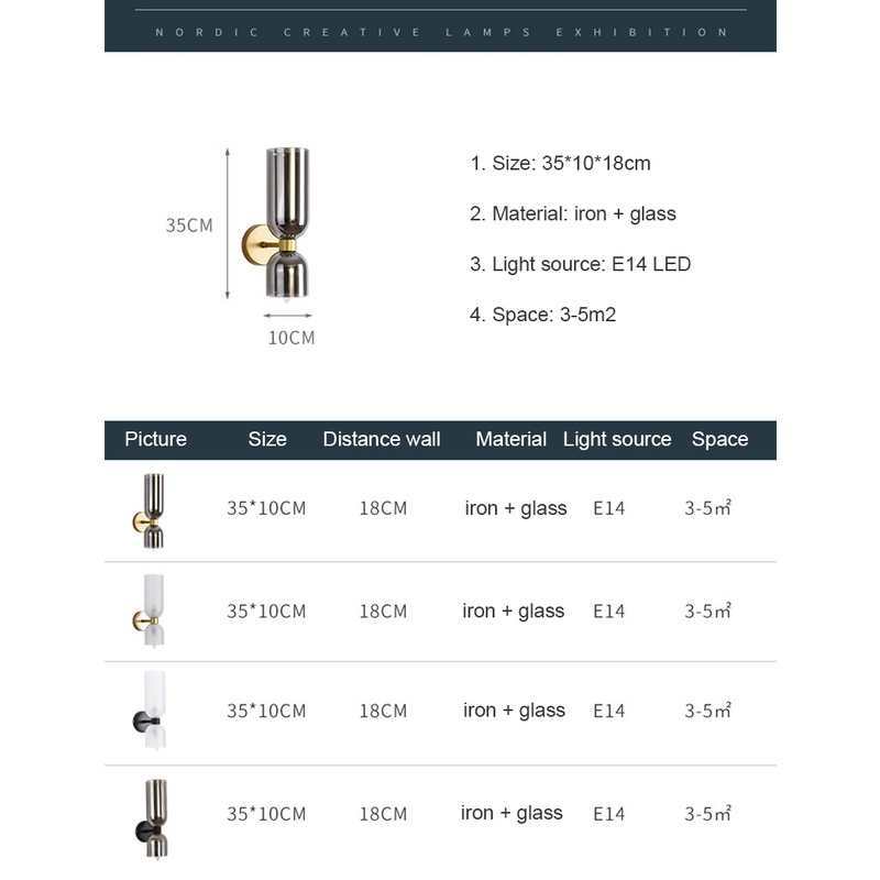 Đèn LED E14 Gắn Tường Trang Trí Nhà Cửa Phong Cách Bắc Âu Sang Trọng