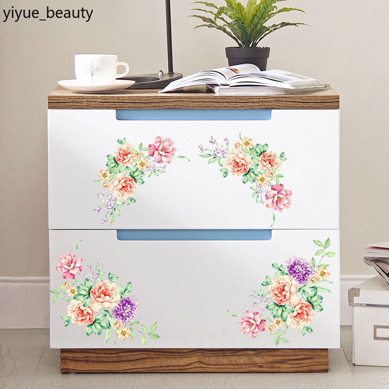 Sticker Dán Tường Trang Trí Hình Hoa Mẫu Đơn Chất Liệu Pvc Tháo Gỡ Được