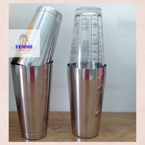 Bình Lắc Đồ Uống Shaker Boston 2 Đầu Inox 2 Đáy - Dụng Cụ Pha Chế