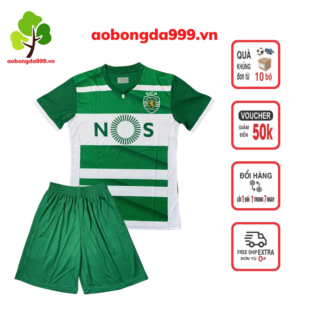 Bộ quần áo đá bóng đá banh clb Sporting Lisbon - chất vải dệt kim nhật khẩu - aobongda999.vn