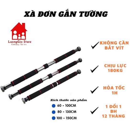 Thanh Xà Đơn Gắn Cửa Nhiều Kích Thước Không Cần Khoan Vít