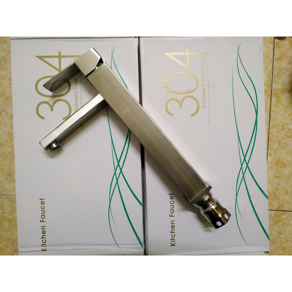 vòi lavabo vuông inox 304