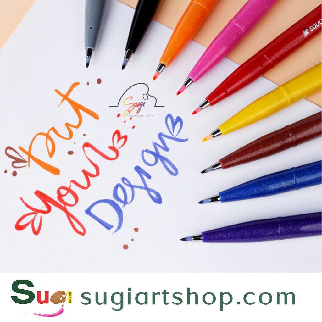 Bút viết thư pháp Pentel Fude Touch Brush Sign Pen bán lẻ theo màu cơ bản