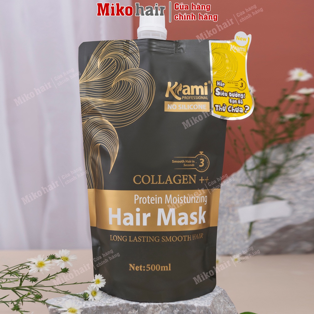 KEM Ủ TÓC COLLAGEN Kami HẤP TÓC DƯỠNG TÓC SUÔN MƯỢT  PHỤC HỒI HƯ TỔN túi 500ml MIKO HAIR