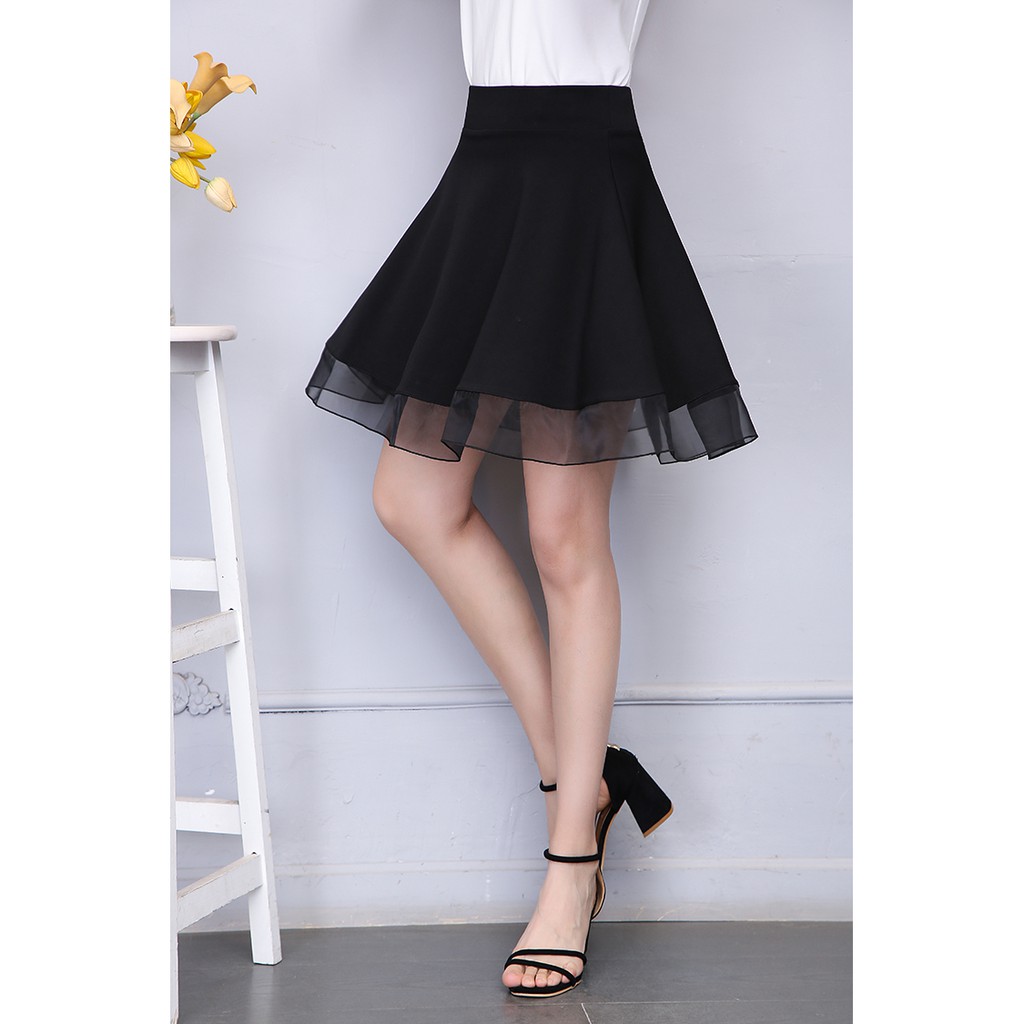 Chân váy xòe bigsize phối lưới cho người béo mập