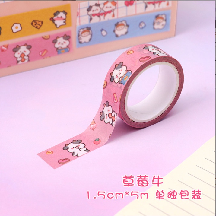 Băng dính dài 1m họa tiết bò sữa trang trí siêu cute BAG U BANGDINHBO065
