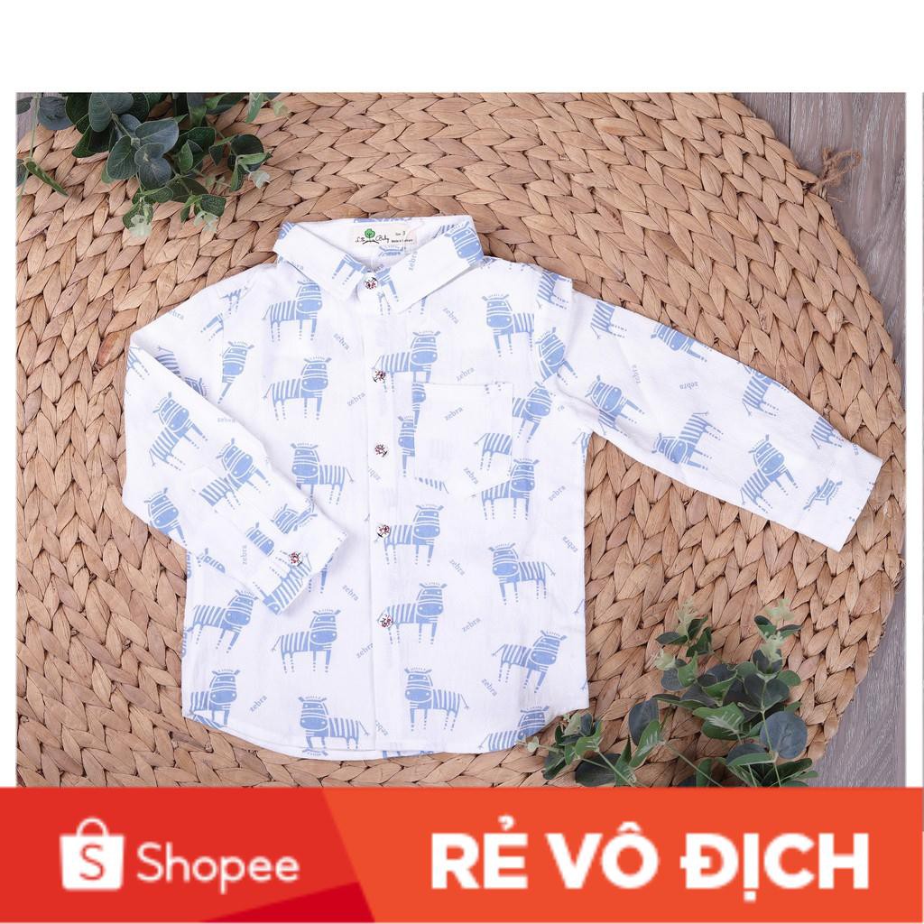 Sơ mi thô đũi dài tay  in hình họa tiết bé trai size 1-5T, cho bạn từ 10-20kg. Chất thô đũi đẹp, không nhăn