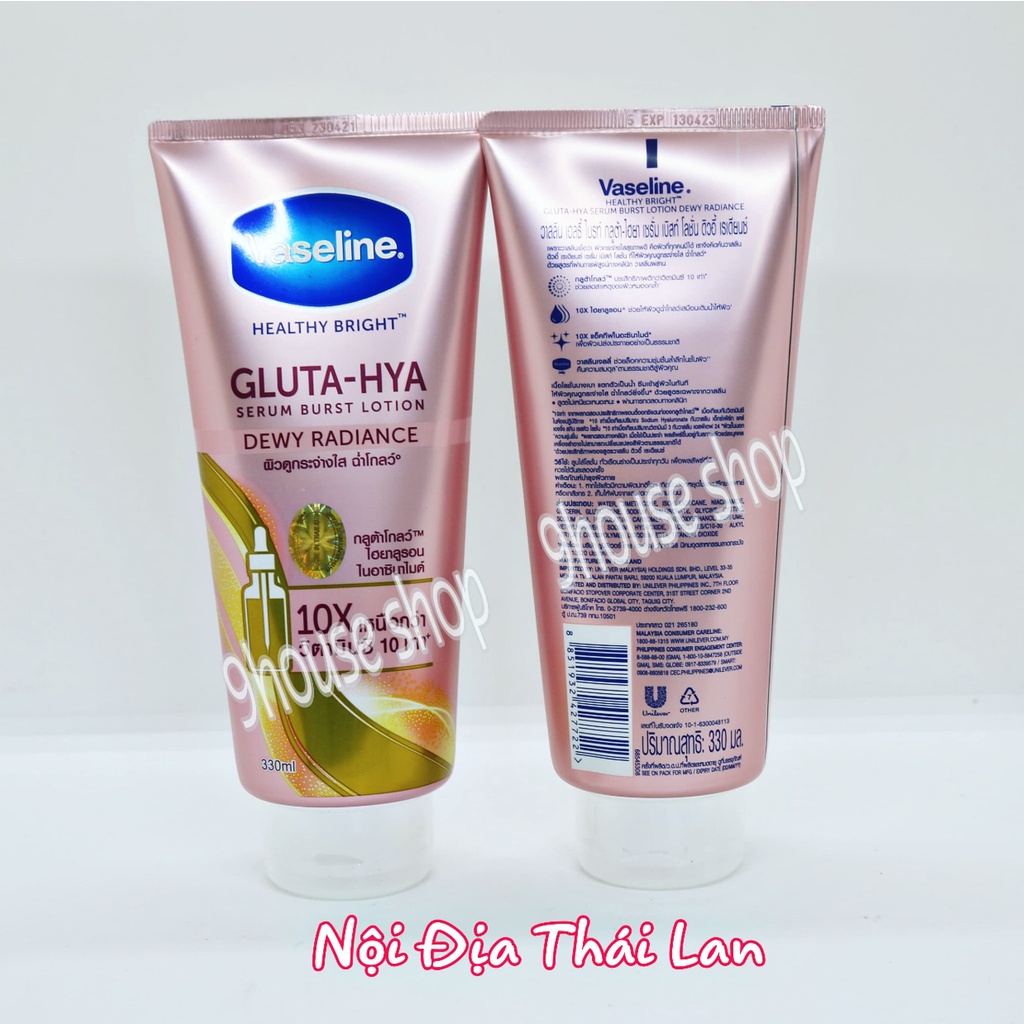 (Hồng-Ban Đêm) 01 TUÝP DƯỠNG THỂ VASELINE HEALTHY BRIGHT GLUTA-HYA SERUM BURST UV LOTION DEWEY RADIANCE THÁI LAN