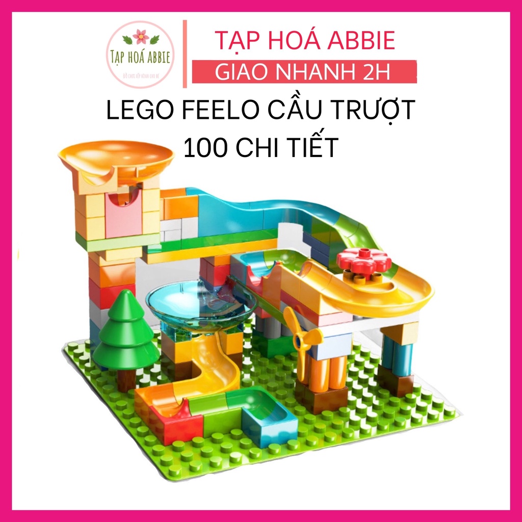 Đồ chơi xếp hình cho bé cầu trượt bi size Duplo 100 chi tiết Hãng FEELO