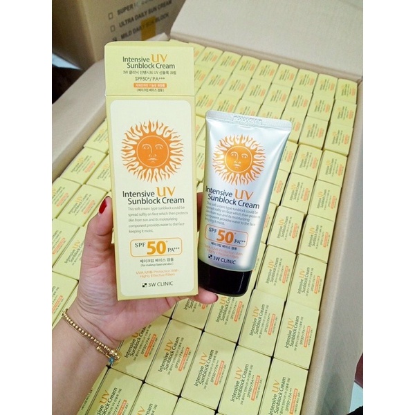 Kem chống nắng 3W CLINIC INTENSIVE UV SUNBLOCK CREAM SPF 50 PA+++