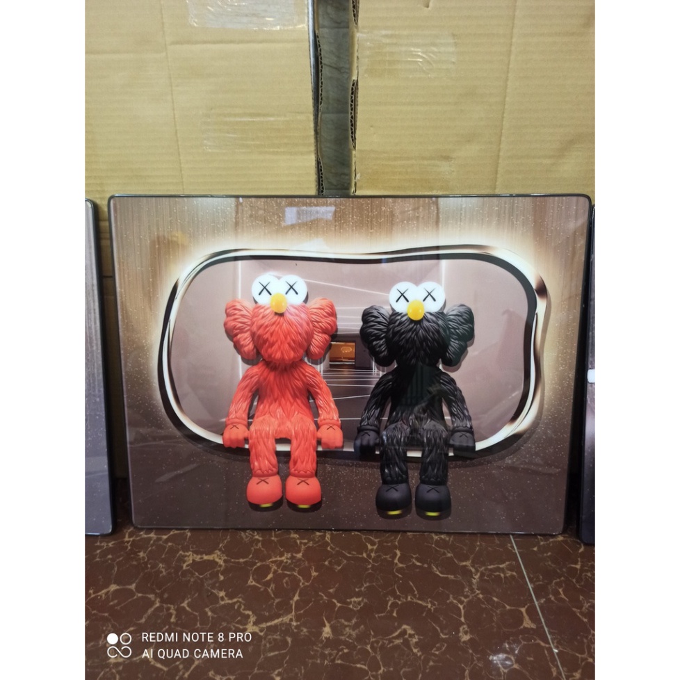 Tranh Treo Tường Gấu KAWS/ BEARBRICK Bộ 3 Bức Treo Phòng Khách/ Phòng Ngủ/ Game Gaming/kèm đinh 3 chân