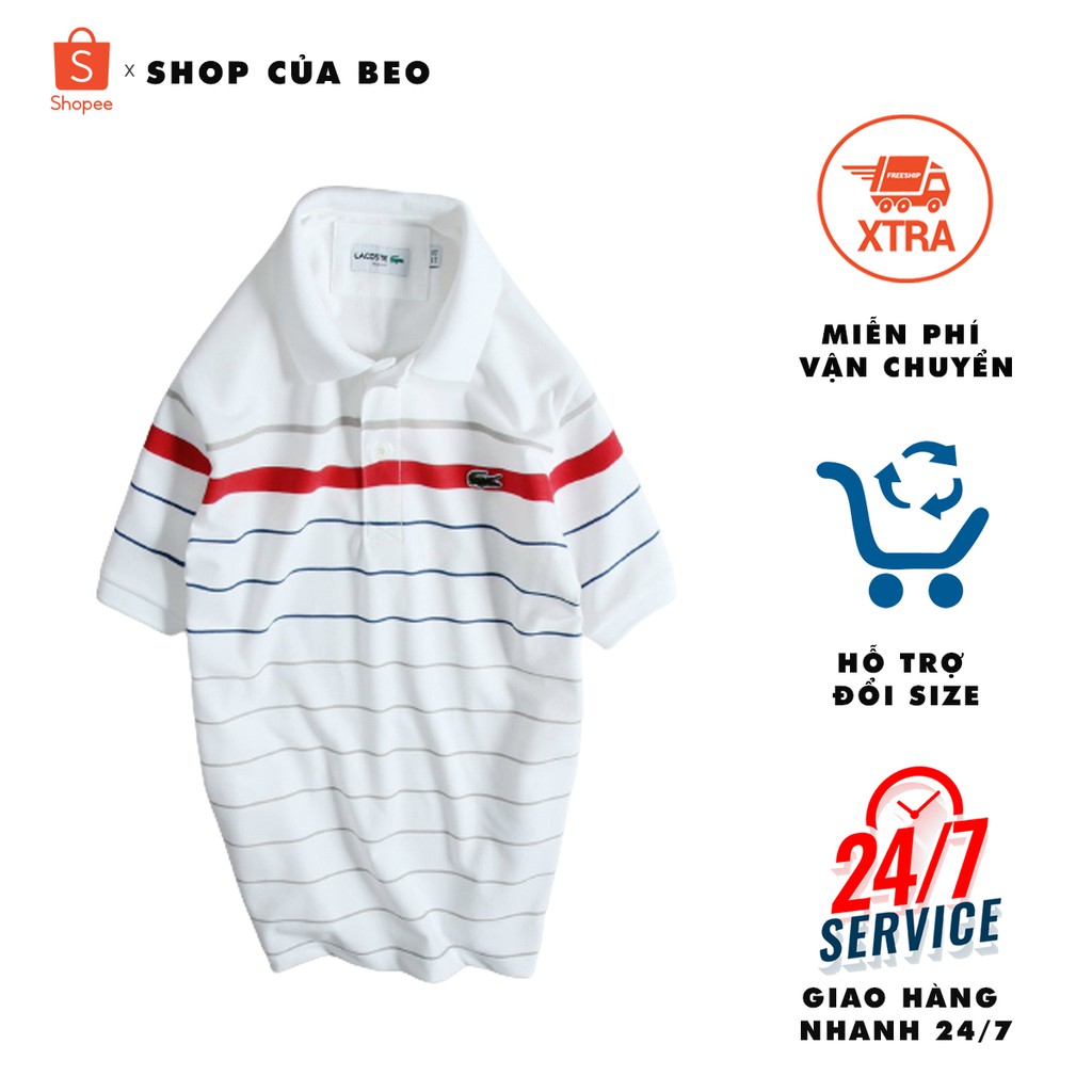 Áo thun POLO sọc LACOSTE chất vải siêu xịn xò, phom cực chuẩn, không phải màu, không xù lông