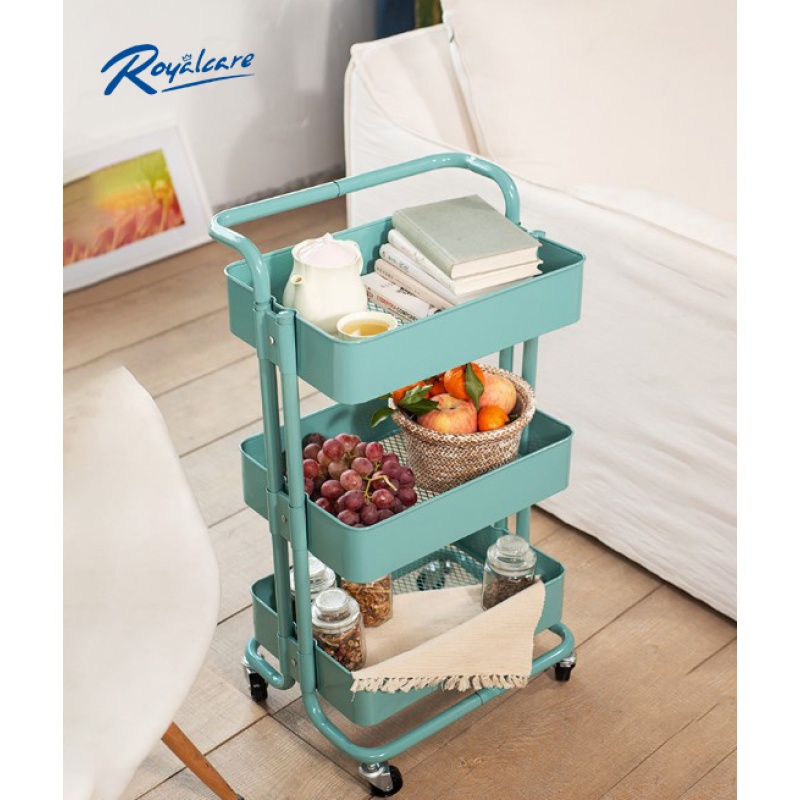 Kệ đa năng 3 tầng có bánh xe X2000 Kệ SPA sắt 3 tầng đa năng có bánh xe , Xe Đẩy hàng mini 4 bánh gấp gọn