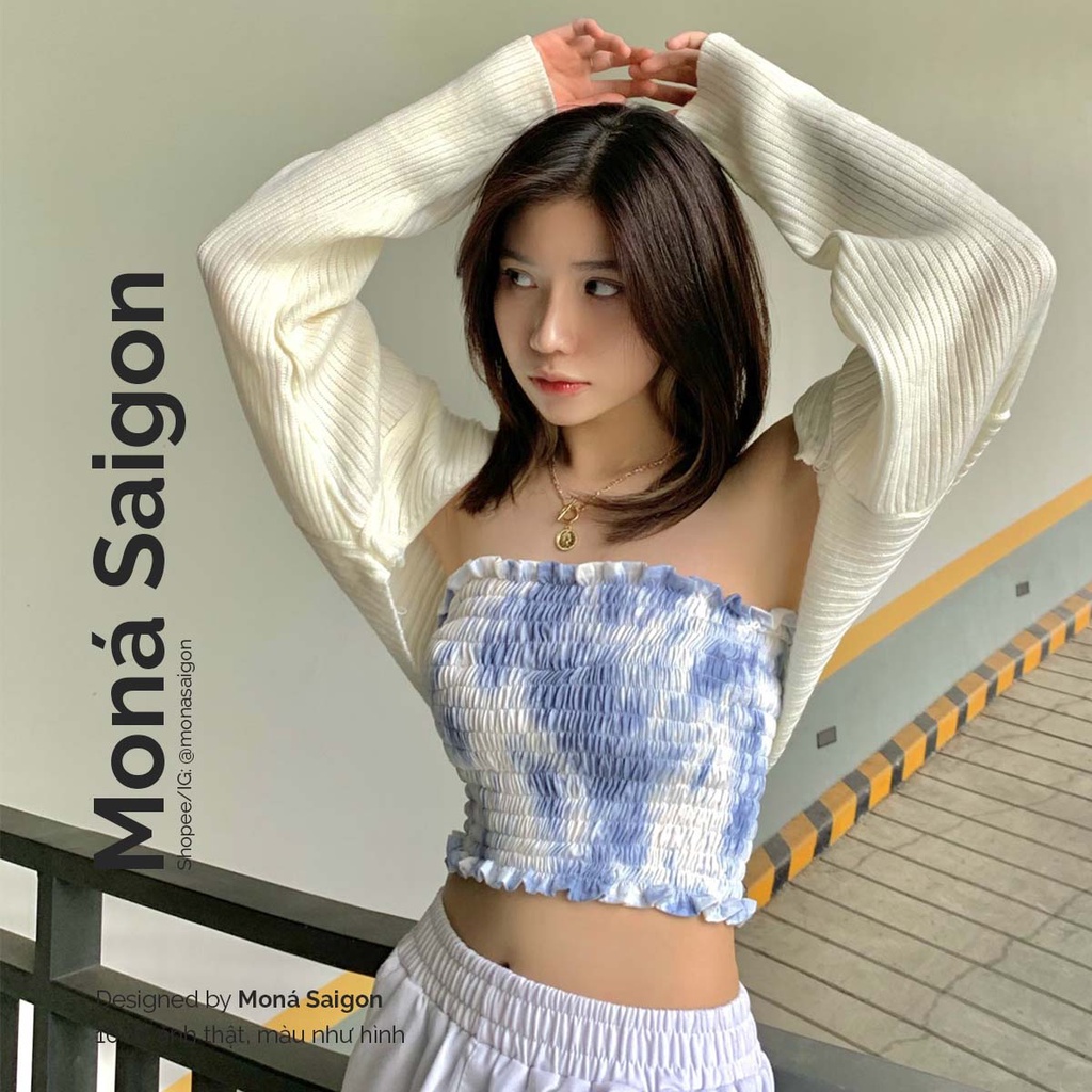 MONÁ - Áo ống loang freesize co giãn chất thun gân - MACY CROPTOP