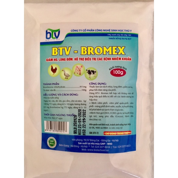 Bromex BTV - Giảm ho, long đờm (100g/ gói)