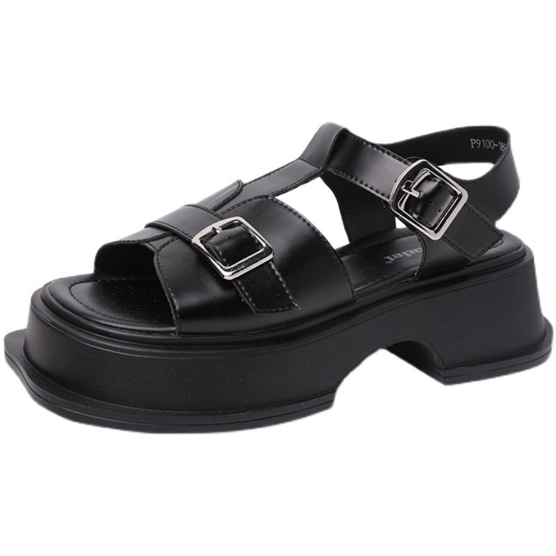 Jiashucheng Giày Sandal Đế Xuồng Dày Dặn Phong Cách La Mã Thời Trang Mùa Hè Mới Cho Nữ