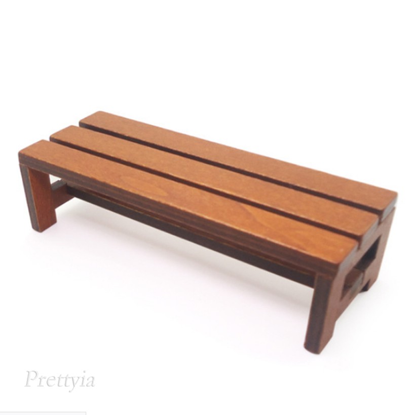 Mô hình ghế đẩu bằng gỗ thu nhỏ 1: 12 dùng trang trí tiểu cảnh DIY