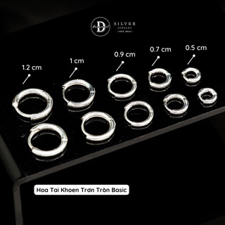 Bông tai khoen bạc 925 kiểu tròn trơn unisex cho nam & nữ ddreamer 2262btk