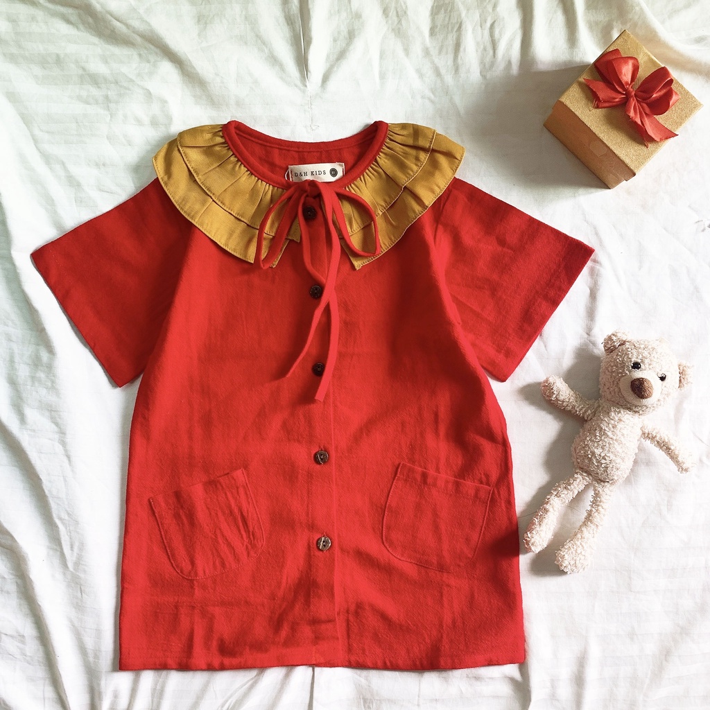 Váy đầm Vải Thô cho bé gái D&H KIDS 1 tuổi đến 7 tuổi Váy mùa hè bé gái - FAW21-D02