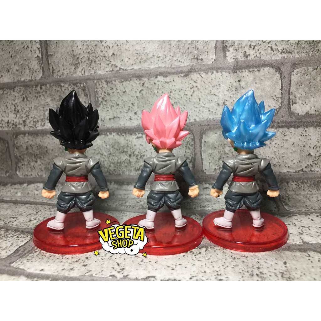 Mô hình Dragon Ball - Set 3 mô hình Black Goku Rose God Blue SSJ - WCF - Cao 7cm