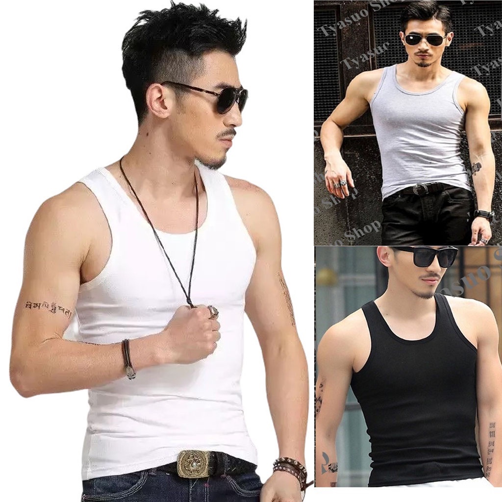 Áo cổ rộng body basic tanktop thể thao nam thun lạnh