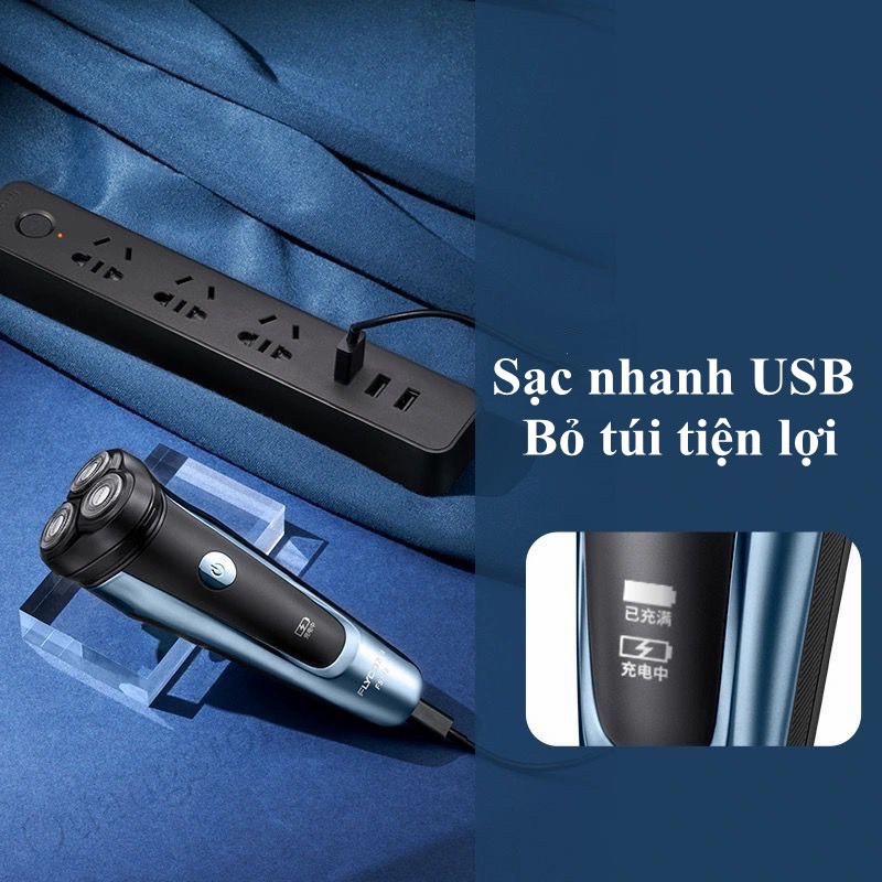 Máy Cạo Râu [MAYCAORAUVD] Máy Cạo Râu FLYCO FS318 Chống Nước & Chống kẹt Râu Thông Minh - Đầu Cạo 3 Lưỡi Dao