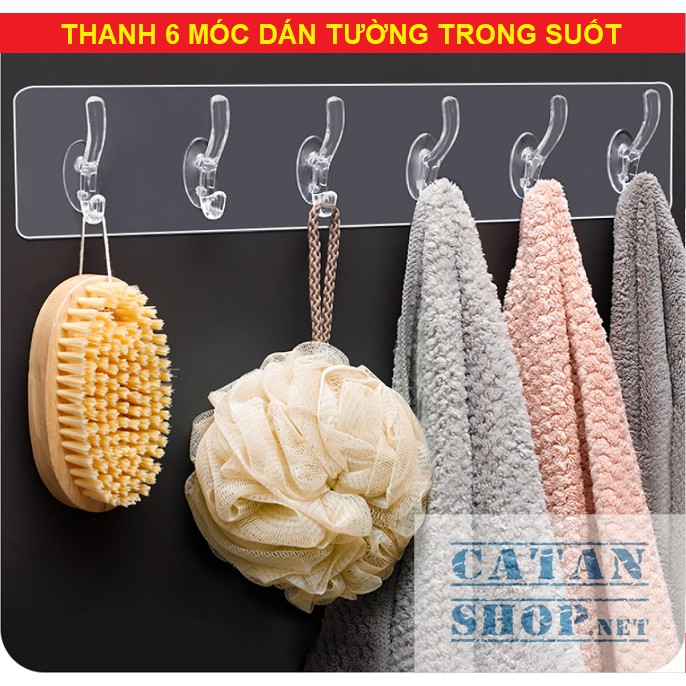 Thanh 6 móc dán tường treo đồ nhà tắm nhà bếp siêu dính siêu chịu lực, treo chìa khóa GD387-6Deo