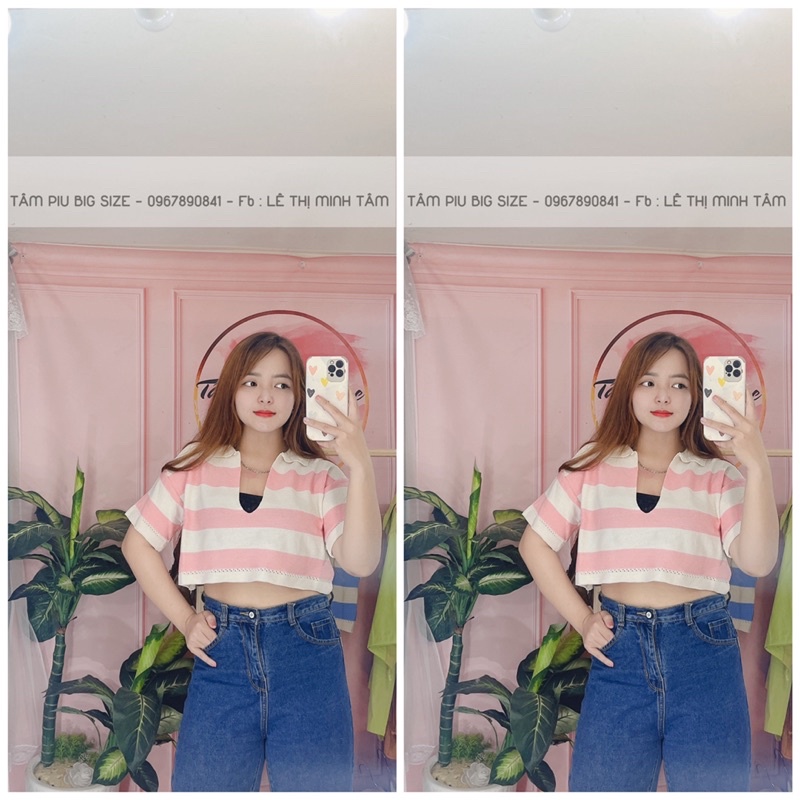 Áo cortop freesize sọc cute (HÌNH THẬT) chất đẹp