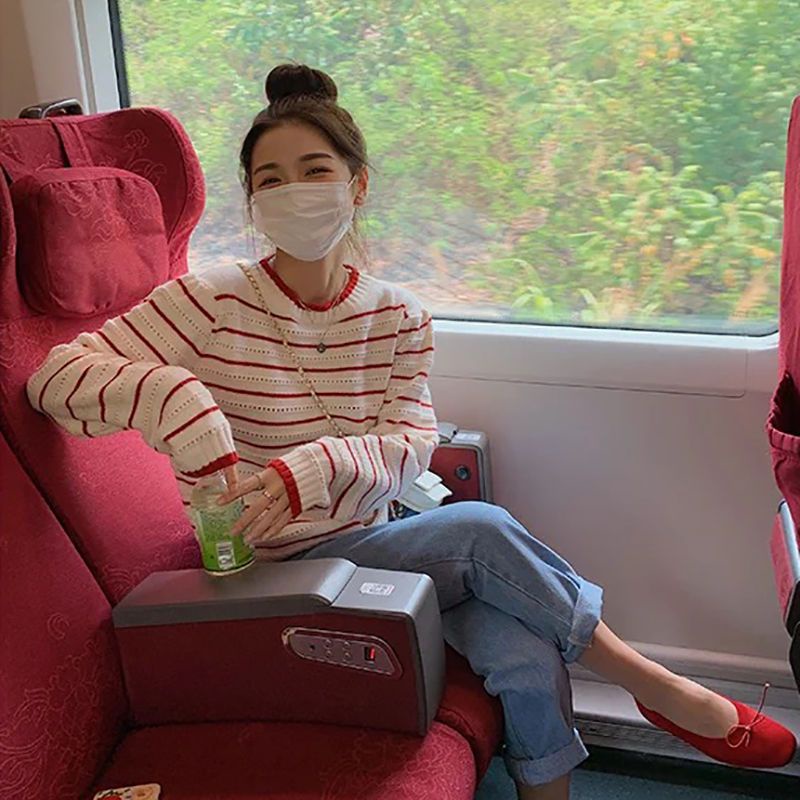 Áo Sweater Cổ Tròn Họa Tiết Kẻ Sọc Thời Trang Mới 2023 Cho Nữ111110