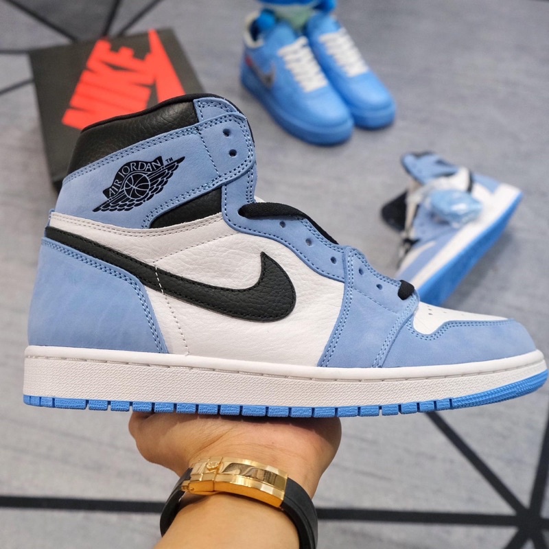 Giày jordan cổ cao_Air Jordan 1 High University Blue, Full Bill, Box