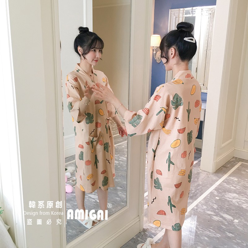 Áo Choàng Ngủ Kiểu Kimono Nhật Bản Thiết Kế Xinh Xắn Cho Nữ